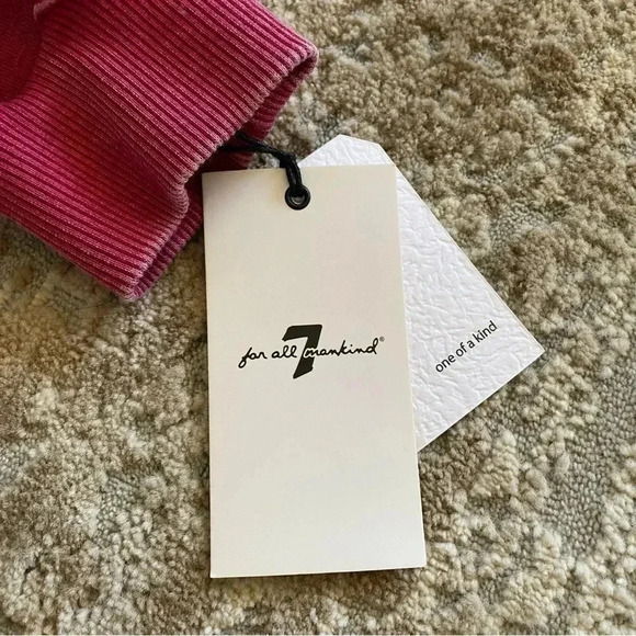 NWT 7 For All Mankind Pink Cotton Cropped Oversized Sweater Top Stretch: Small - Picture 5 of 9